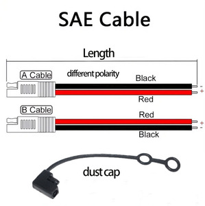 Connecteur SAE rouge à 2 broches vers câble d'alimentation étamé 18AWG PVC 300mm pour voiture, moteur, panneaux solaires, batteries - Product Image 4
