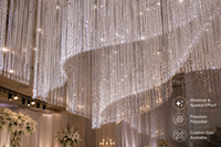 Panneau de rideau de luxe personnalisé avec franges et pampilles en feuille métallisée pour plafond, scène, église, mariage, événement, cérémonie, décoration, blanc