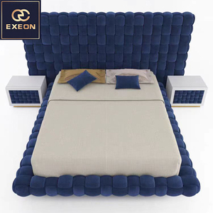 <span class=keywords><strong>Lit</strong></span> Double Moderne et Luxueux Exeon Premium, Cadre Rembourré <span class=keywords><strong>en</strong></span> Velours Italien Fantaisie, Ensemble <span class=keywords><strong>de</strong></span> Chambre à Coucher <span class=keywords><strong>Lit</strong></span> King Size - Product Image 6