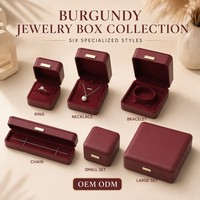 Boîte de rangement de voyage personnalisée en cuir PU grainé avec fermeture éclair, fenêtre en verre, double couche de velours pour bagues et boucles d'oreilles
