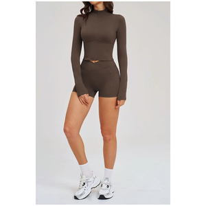 Dropshipping <b>Women</b> Yoga Activewear Set Stand Collar Full Zip <b>Jacket</b> Crossover Waist Butt Lift Leggings Gym Fitness Outfit - Product Image 6