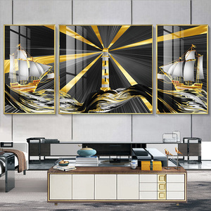 Fabbrica divano parete 5D Dream Voyage telaio in lega <span class=keywords><strong>di</strong></span> alluminio cristallo porcellana <span class=keywords><strong>mare</strong></span> barca pittura murale per soggiorno decorativo - Product Image 4