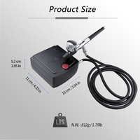 Kit aérographe professionnel portable double action à alimentation par gravité avec compresseur d'air pour maquillage, pâtisserie, nail art, modélisme et barbier