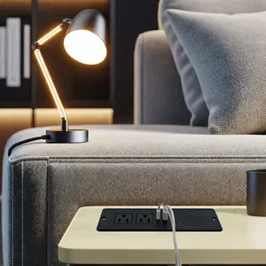 alles in einem grommet desktop vertieft strom büro schreibtisch und sofa steckdose mit usb a +usb-c + kabelloses ladegerät