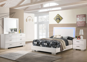 White High Gloss 4-piece Full Wood <b>Convertible</b> Luxury Modern Bedroom Set - Product Image 2