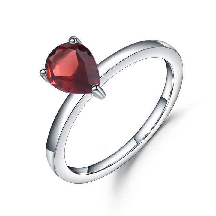 Abiding Natural Red Garnet Water Drop Red Gemstone Wedding Rings