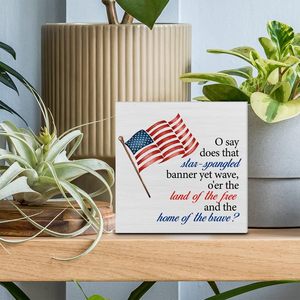 Plateau à plusieurs niveaux décor cadre en bois en métal gaufré USA drapeau bloc signe drapeau américain décor de Table pour le quatrième juillet Memorial Day - Product Image 4
