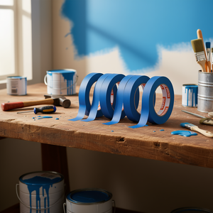 Ruban de masquage bleu Vevor pour peintre, 1 po x 60 yds, 6 rouleaux, adhésif silicone, usage industriel, support papier - Product Image 2