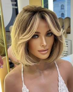 Hermosa Peluca <span class=keywords><strong>de</strong></span> <span class=keywords><strong>Cabello</strong></span> Humano Natural Rubio Platino, <span class=keywords><strong>Corte</strong></span> Pixie <span class=keywords><strong>Corto</strong></span> Tipo Bob, 150% Densidad, con Parte Profunda 13x6 y Flequillo - Product Image 5