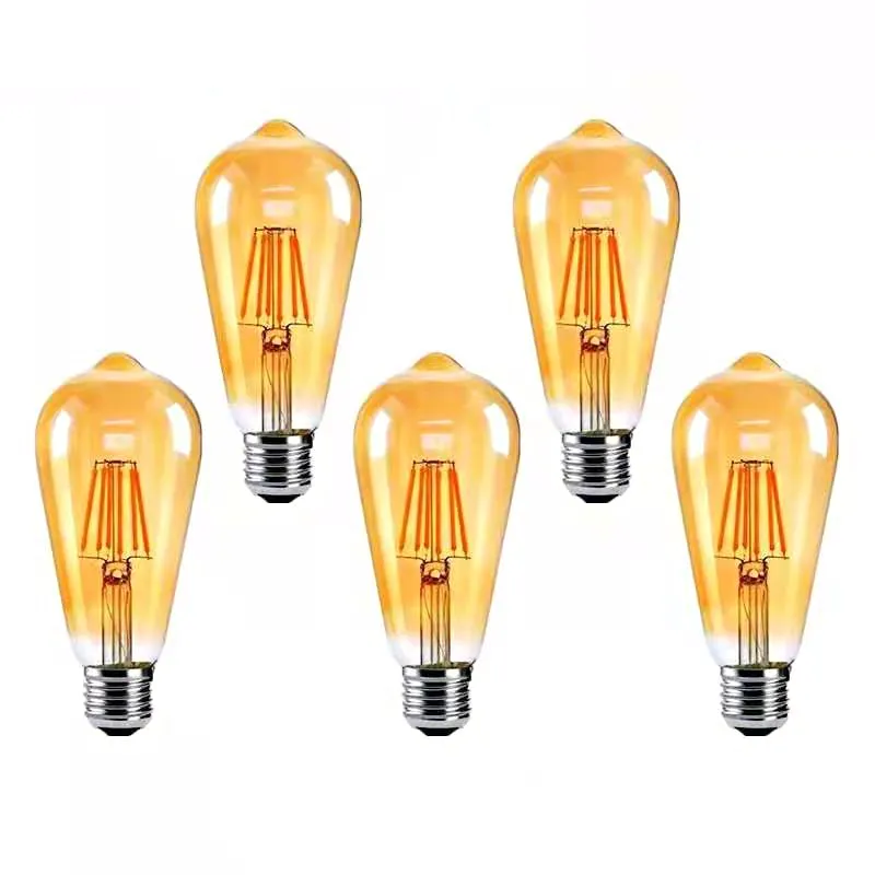 Lampe LED Vintage en verre transparent, ampoules à Filament en tungstène E27, style américain, Antique, suspension, ST64