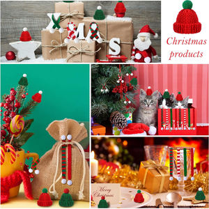Mini chapeau et écharpe de père noël 2024, nouveauté costume de noël pour chat lapin poupée sucette bouteille, décoration de fête de noël, 10/20 pièces - Product Image 4