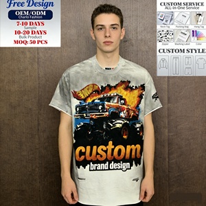 T-shirt décontracté à manches courtes pour homme RoughPlay Madness, 100 % coton tricoté, 300 grammes, coupe classique, impression numérique vierge - Product Image 1