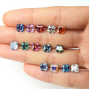 Moissanita Sintética (Creada en Laboratorio) con Corte Asscher, Opalescente, Multicolor, Certificado GRA, Piedras Preciosas Sueltas al por Mayor, Tamaño - Product Image 2
