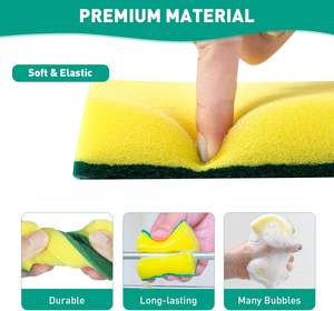 Éponge à récurer pour le nettoyage de la cuisine, éponge à récurer durable pour le nettoyage de la cuisine avec tampon à récurer en nylon vert - Product Image 3