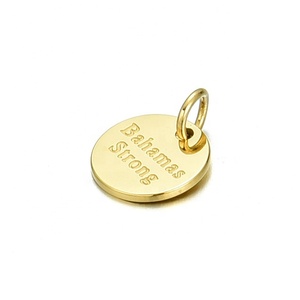 Yiwu Aceon acciaio inossidabile 14k placcato oro lungo durevole marchio Logo timbrato Mini disco lettera coda Tag - Product Image 4