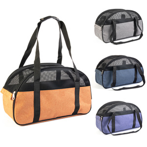 Bolsa de transporte para mascotas, bolsa semicircular de malla transpirable para perros y gatos, portátil para viajes, tamaño pequeño, Color sólido, capacidad de 12 Jin - Product Image 2