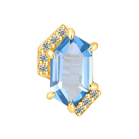 Nouveau style Eternal Metal : Bijou de piercing fin pour mariage en or massif 18 carats avec zircon aqua, serti à griffes, sans filetage, élégance aquatique