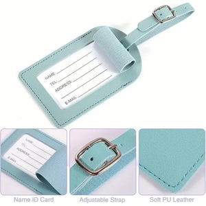 Elegante etiqueta de equipaje de cuero PU personalizada con nombre o iniciales, perfecta para maletas, mochilas y accesorios de viaje - Product Image 3