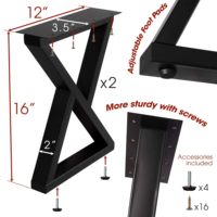 Pieds de chaise en acier allié robuste, design moderne en Z de 16 pouces, base de banc robuste pour table basse et projets de bricolage