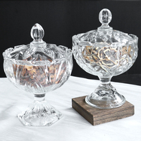 Pot à bonbons en verre de style rétro, décoration classique pour mariage et maison, avec couvercle, décoration de table, récipient de rangement pour fruits en verre