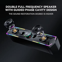 Barra de Sonido Bluetooth RGB Brillante de 6W con Subwoofer, Altavoces Portátiles para Juegos de PC con Sonido Envolvente 3D