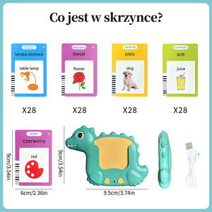 Tarjetas de Memoria Interactivas Bilingües en Polaco e Inglés con Dinosaurios, 224/510 Palabras, Juguete Educativo para Niños de 2 a 6 Años, Certificado CE - Product Image 5