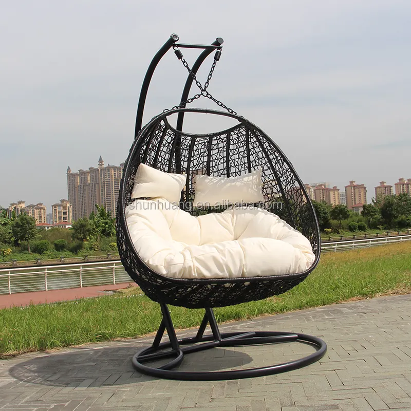 Di buona qualità outdoor patio rattan di vimini sedia altalena soggiorno doppio posti appeso sedia altalena