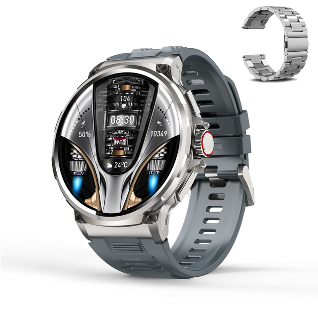 Smart Watch Double Strap Da Fit Unisex for 5.0 Call Health & Fitness Tracker with IP67 Waterproof 4-Day Battery Life