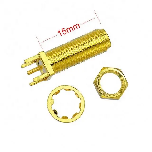 SMA 암 벌크헤드 스루 홀 PCB 0.2 "15mm 나사 커넥터 및 크림프가있는 솔더 커넥터