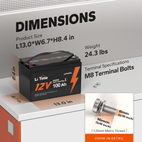 Batterie LiFePO4 LiTime 12V 100Ah Groupe 31 auto-chauffante avec BMS 100A pour climat froid, remplacement AGM pour VR et moteur de pêche à la traîne