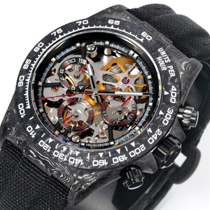 Reloj Mecánico Automático con Cristal de Zafiro y Fecha, Superficie Circular Transparente, Movimiento Cronógrafo Multifunción - Product Image 3