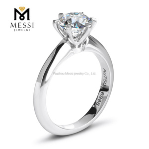 Anillo solitario de compromiso de diamante moissanita de oro blanco de 18k - Product Image 2