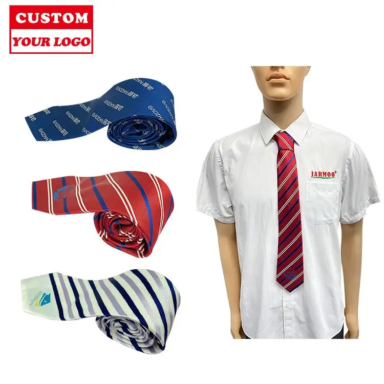 Dasi sutra Logo sekolah dasi leher kustom untuk pria dengan logo