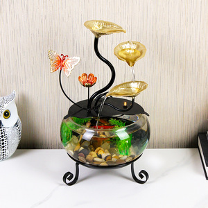 Ornement de bureau moderne avec fontaine à eau circulante en verre, décoration Feng Shui, accessoire de bureau - Product Image 1