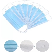 Vente en gros Masque facial jetable 3 plis de haute qualité Masque facial à boucles auriculaires en tissu non tissé PP de couleur bleu, blanc, noir, rose