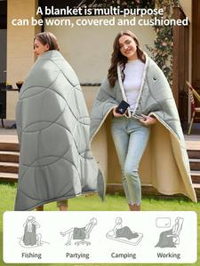 3段階温度調節 厚手 キャンプ用ヒーテッドブランケット ウェアラブルヒーテッドスローブランケット 肩・首用ショール - Product Image 3