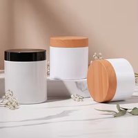 Pot en plastique PET à large ouverture, hermétique, vide, avec couvercle en PP à motif grain de bois par transfert d'eau, pour l'emballage de cosmétiques et d'aliments