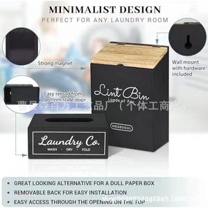 Lint <b>Bin</b> <b>Storage</b> Box Rectangle <b>Wall</b> <b>Mounted</b> Punch Free For Laundry Room Clothing Organizer - Product Image 3