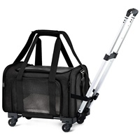 Sac de transport pour animaux de compagnie extra large à roulettes, pour chiens et chats, avec corde de sécurité réglable, fond imperméable, logo personnalisé, sac de voyage pour animaux de compagnie, vente en gros