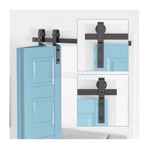 Herrajes para puertas corredizas plegables de acero al carbono de diseño moderno Kit de rieles para puertas corredizas de Granero plegables negras - Product Image 4