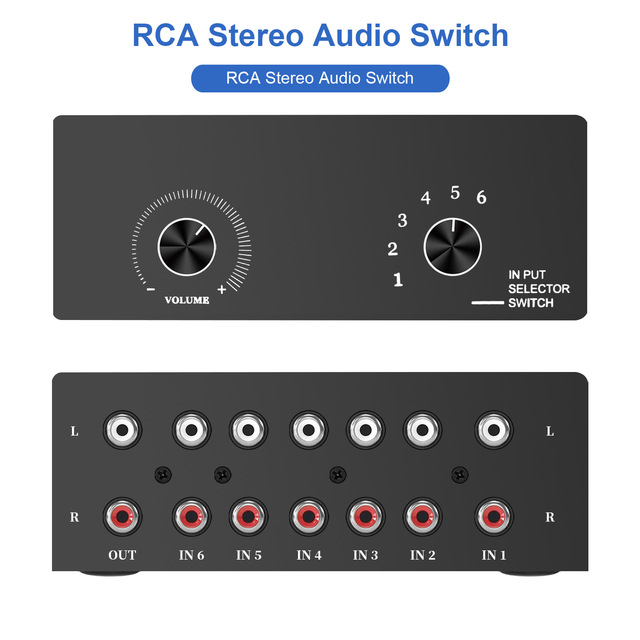 Available RCA Stereo R/L Left and Right Channel Audio Switch 6 in 1 Out Switcher