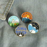 Nouvel ensemble de 20 badges et épingles en métal DIY pour sac à dos, veste en jean, thème camping, gravure et émaillage, motifs animaux variés