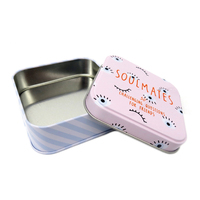 Boîte en métal carrée rose poudré vide avec couvercle pour cartes de questions, rangement de cadeaux, vente en gros directe d'usine en vrac