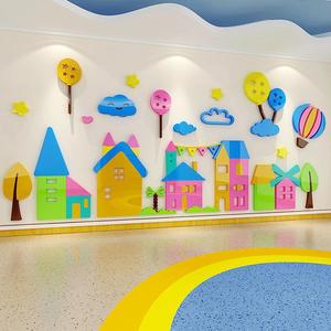 Haute qualité coloré château dessin animé 3d acrylique autocollant mural pour garçon enfants chambre école maternelle décoration murale - Product Image 3