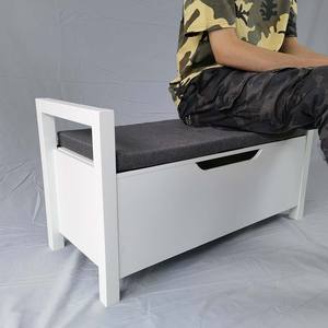 <span class=keywords><strong>Coffre</strong></span> de rangement Banc de rangement pour entrée avec coussin <span class=keywords><strong>Coffre</strong></span> de rangement pour siège <span class=keywords><strong>Coffre</strong></span> à jouets en bois avec 2 charnières de sécurité Banc à chaussures - Product Image 6