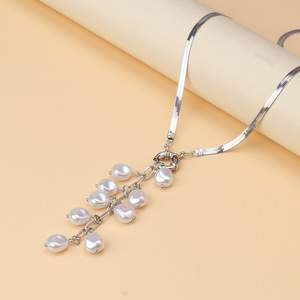 Collier de perles irrégulières à la mode, forme goutte d'eau, pour femme, à porter au quotidien, chaîne dorée, pendentif, bijoux, origine Yiwu - Product Image 4