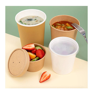 Gobelets alimentaires jetables en papier kraft 8oz 16oz, personnalisables, pour emporter, pour crème glacée, salade, soupe, boîte d'emballage, récipient à soupe personnalisé - Product Image 1