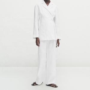 Automne <span class=keywords><strong>femme</strong></span> blanc Blazer revers <span class=keywords><strong>grande</strong></span> <span class=keywords><strong>taille</strong></span> femmes <span class=keywords><strong>veste</strong></span> bureau porter dame mode <span class=keywords><strong>femme</strong></span> surdimensionné respirant lin <span class=keywords><strong>veste</strong></span> - Product Image 1