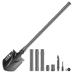Pelle de tranchée multifonctionnelle d'extérieur, entièrement noire, lame de 13 1/2 pouces, poignée en D, outil portable de survie pour le camping - Product Image 2