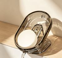 Porte-savon transparent incliné à drainage automatique, plateau transparent de luxe léger pour lavabo de salle de bain, comptoir, douche
